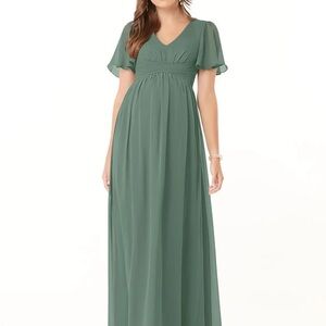Azazie Sage Green Chiffon Gown